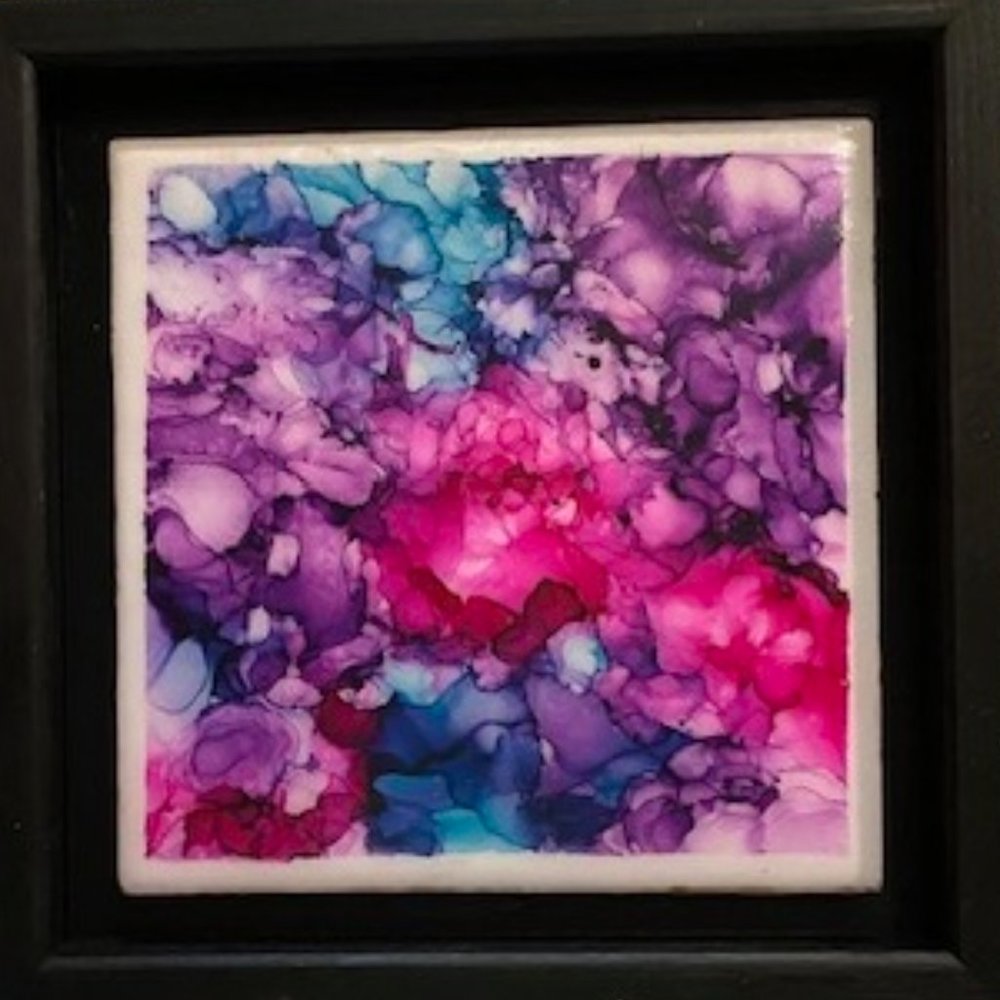 Framed Handmade Alcohol Ink Tile